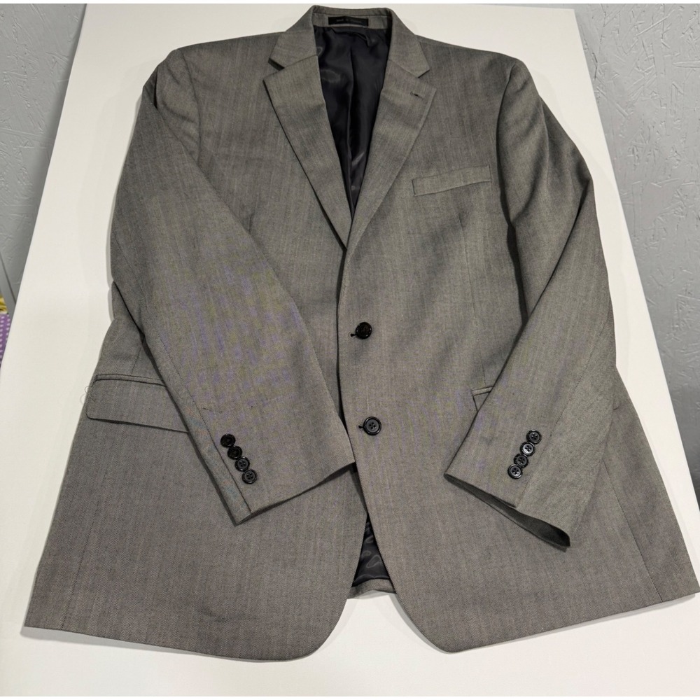 Lauren Ralph Lauren Mens Grey Herringbone Two Button Blazer Sport Coat 46l